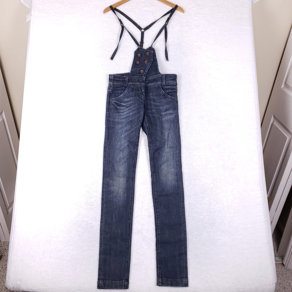 Miss Sixty Vintage Denim Overalls Womens 24 Y2K Skinny Suspender Jeans Dark Wash
